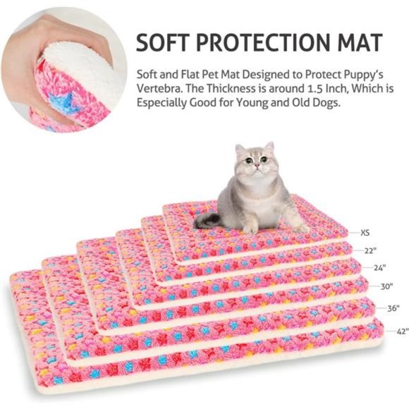 Dog Bed Crate Pad Ultra Soft Pet Bed with Cute Star Print Washable Crate Mat - Picture 3 of 7